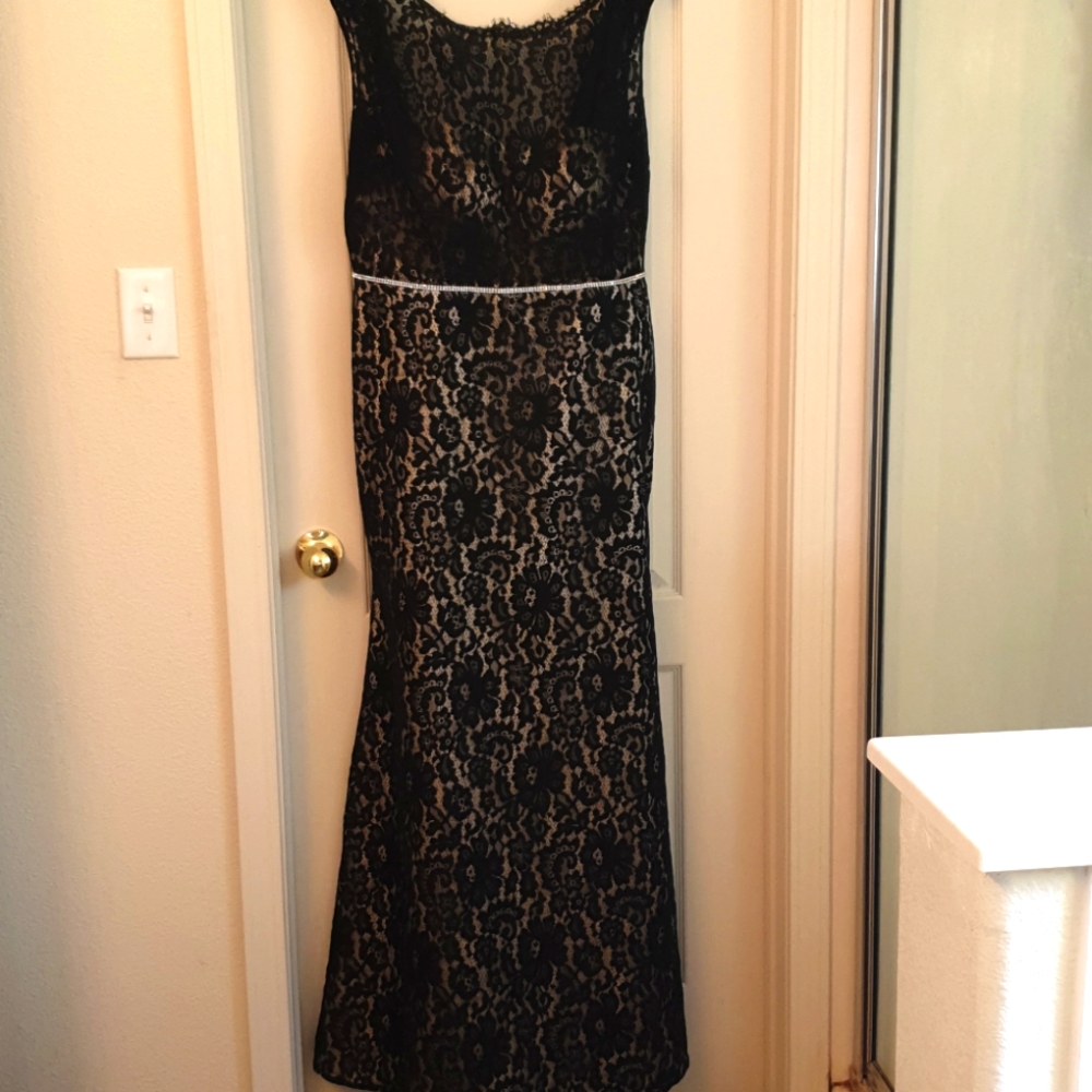 Christina Wu Size 14 Black Lace Gown